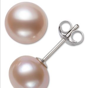 New Cultured freshwater button pearl Stud Earrings